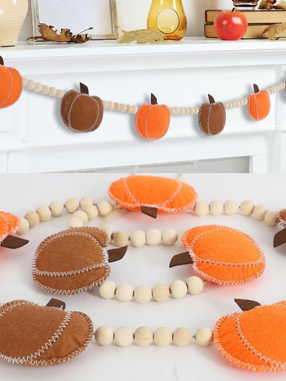 Fall Decor Felt Pumpkin Beads Garland for Fall Home Decorations